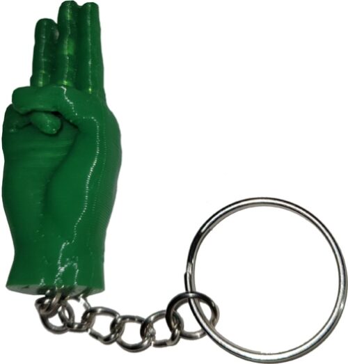 Llavero plastico - Saludo Scout (Verde)